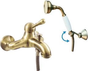 Vaňová batéria RAV Slezák LABE so sprchovacím setom 150 mm stará mosadz L054.5/2SM