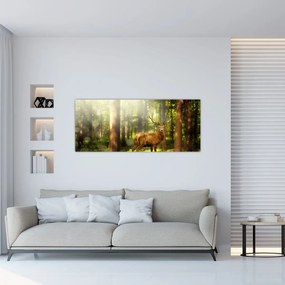Obraz jeleňa v lese (120x50 cm)