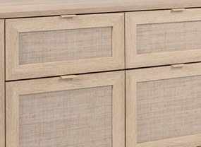 Široká komoda so zásuvkami Bali, dub sonoma/výplet
