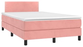 Boxspring posteľ s matracom a LED, ružová 120x190 cm, zamat 3270152