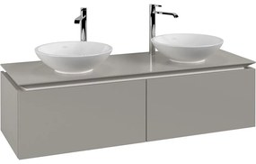 VILLEROY &amp; BOCH Legato závesná skrinka pod dve umývadlá na dosku, 2 zásuvky, 1400 x 500 x 380 mm, Soft Grey, B59100VK