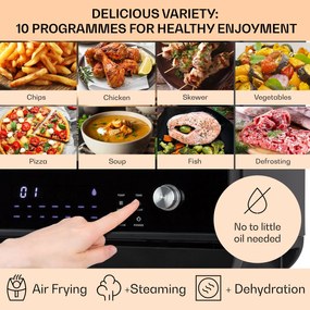 Klarstein Vita Pro, teplovzdušná fritéza s varením v pare, 2450 W, 18 l, 14 programov, 800 ml nádrž na vodu