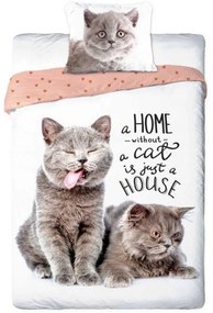 Bavlněné ložní povlečení kočky British Shorthair - 100% bavlna - 70 x 90 cm + 140 x 200 cm