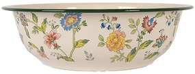 Béžová dekoračná smaltovaná misa s kvetmi Vintage - Ø 30*9 cm / 3000 ml