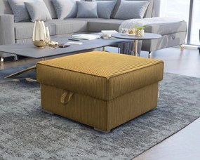 Horčicový taburet SMART COSARO s úložným priestorom 65x65 cm