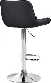 Barová stolička Vonore - koženka, chróm rám - Čierna