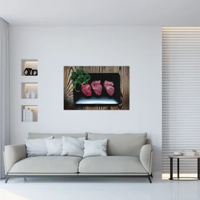 Obraz mäsa na tanieri (90x60 cm)