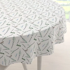 Biante Bavlnený okrúhly obrus Sandra SA-560 Vážky a levandule na bielom Ø 80 cm