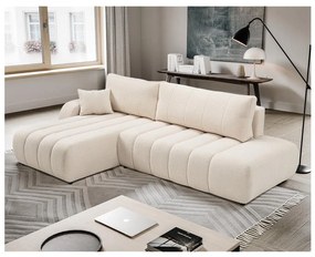 Rozkladacia rohová sedačka DESIO L ľavá s úložným priestorom, béžová