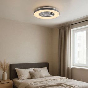 Stropný ventilátor strieborný s hviezdnym efektom 60 cm vrátane LED stmievateľný s diaľkovým ovládaním - Climo