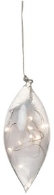 LED sklenená ozdoba s pierkami, veľká (19 cm)