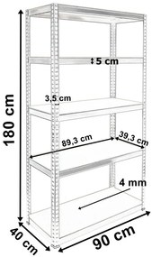 Regál 180x90x40 cm čierny