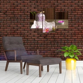 Obraz - Sviečka a orchidey (90x60 cm)