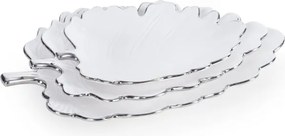 Sada dvoch dekoračných tanierov ALMA 01 biela / strieborná (2 ks)