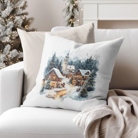 Goldea vianočná dekoračná obliečka na vankúš - zimná dedinka 45 x 45 cm