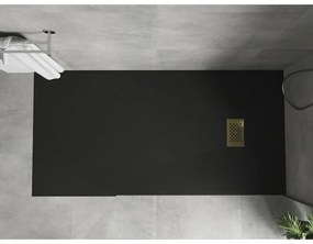Mexen Hugo, obdĺžniková sprchová vanička SMC 170 x 80 cm, čierna, zlatá krytka, 42708017-G