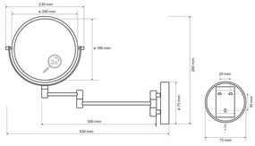 Sapho Sapho, X-ROUND WHITE závesné kozmetické zrkadlo, priemer 180mm, obojstranné, biela, XR006W
