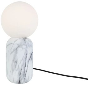 Biela stolová lampa v mramorovom dekore Leitmotiv Gala, výška 32 cm