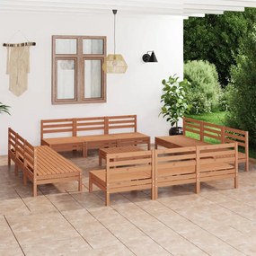 13-dielny záhradný sedací set medovo-hnedý borovicový masív 3082425