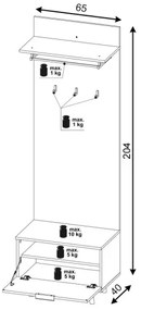 Predsieňová stena KLEO hnedá/biela