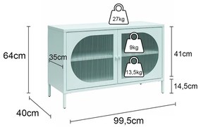 Svetlomodrá kovová vitrína 100x64x40 cm Luna – Støraa