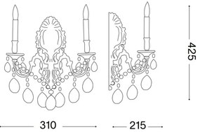 Ideal Lux - Krištáľové nástenné svietidlo GIOCONDA 2xE14/40W/230V zlatá