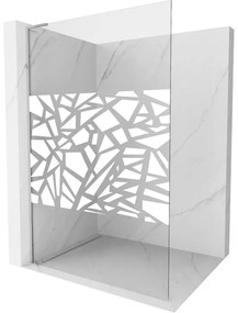 Mexen Kioto L, sprchová zástena Walk-In 120 x 200 cm, 8mm číre sklo biely vzor, chrómový profil, 800-120-103-01-85