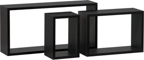 Set troch nástenných políc čierne P-009 BK (3 ks)