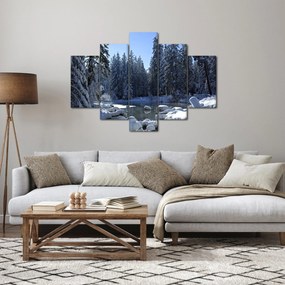 Obraz zasneženého lesa (150x105 cm)
