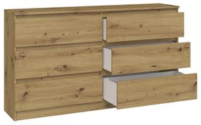 Komoda Musecalo 6 140 (dub artisan). Akcia -19%. Vlastná spoľahlivá doprava až k Vám domov. 1132819