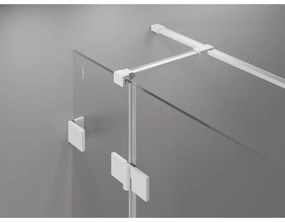 Mexen Lunar T, sklopný sprchový kút pravý 135 x 110 cm, 8mm číre sklo, biely profil, 834T-135-110-20-00-P