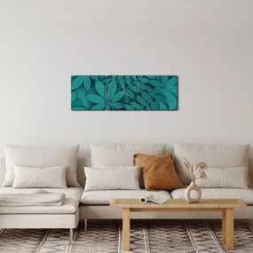Obraz - Tyrkysové listy (s hodinami) (90x30 cm)