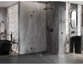 Mexen Lunar-B pravostranný výklopný sprchový kút 70 x 70 cm, číre sklo, čierna matná, 832-070-70-00-P