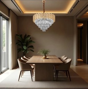 Toolight Toolight, krištáľové závesné svietidlo 60cm, 8xE14, G052-CP, zlatá, OSW-08946