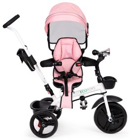 Trojkolka otočné sedadlo so strieškou Ružová ECOTOYS