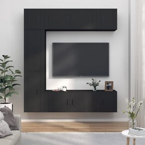 7-dielna súprava TV skriniek čierna spracované drevo 3188647