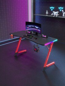 Herný stôl s podsvietením BG01 čierno-červený 120 cm
