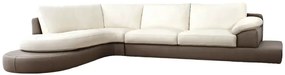 Kožená sedacia súprava CAPUCINE rohová, ľavá, biela (bianco 309) / sv. hnedá (tortora 312)