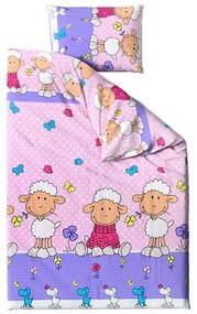 Krepové obliečky do postieľky OVEČKY ružové Rozmer obliečky: 45 x 65 cm | 90 x 135 cm