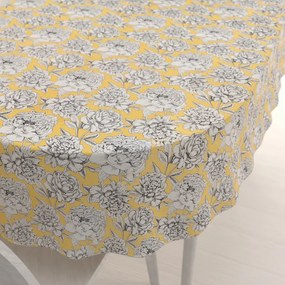 Biante Bavlnený oválny obrus Sandra SA-510 Pivonky na žltom 120x180 cm