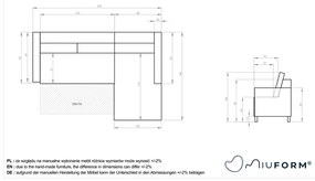 Horčicovožltá zamatová rozkladacia rohová pohovka Miuform Lofty Lilly, ľavý roh