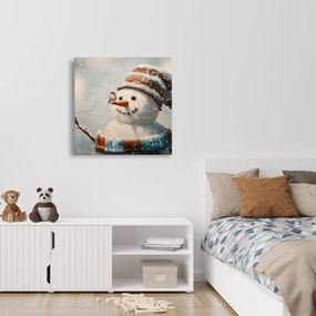 Vianočný obraz snehuliak a priateľ vrabec