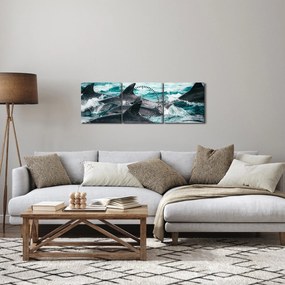 Obraz - Delfíny v oceáne (s hodinami) (90x30 cm)