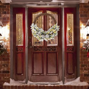 Snehová zimná vence s teplými LED svetlami