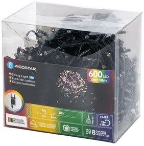 Aigostar - LED RGBY Vonkajší vianočný svetelný reťaz 600xLED/6W/230V/8 funkcií 30m IP44