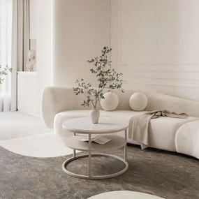 KONFERENČNÝ STOLÍK LEONARDO S POLICOU KAŠMÍR + BIELY LESKLÝ