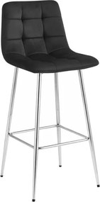 Barová stolička ARCETO zamatová, čierna / strieborná