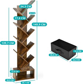 10-podlažná knižnica v hnedej farbe
