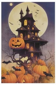 Nástenná maľba Scary Villa, 9 LED diód, 60 x 40 cm
