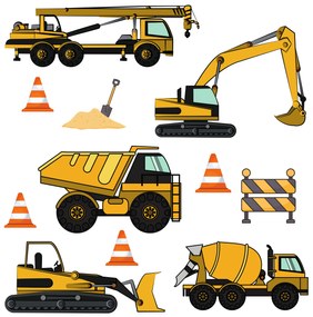 PIPPER. Textilná nálepka na stenu "Pracovné stroje"